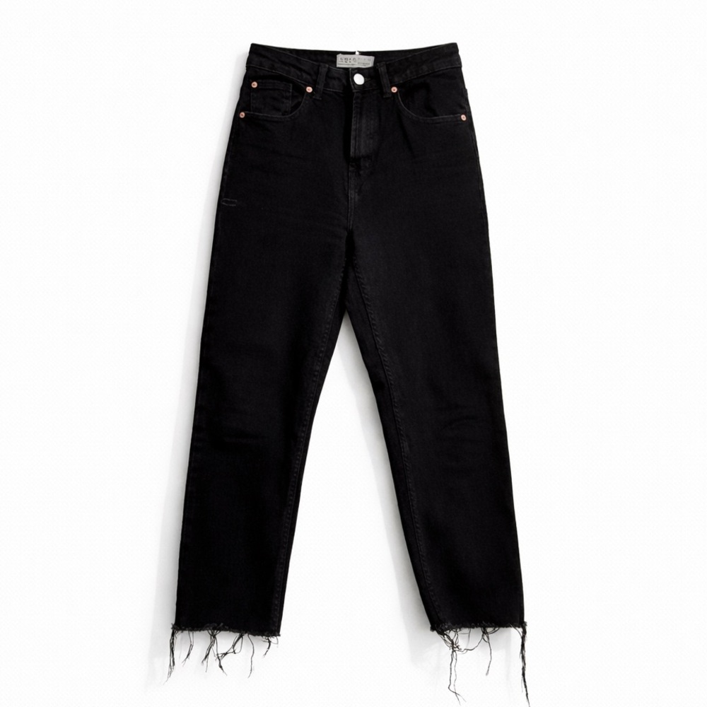 Primark Black High-Waist Cropped Distressed Jeans